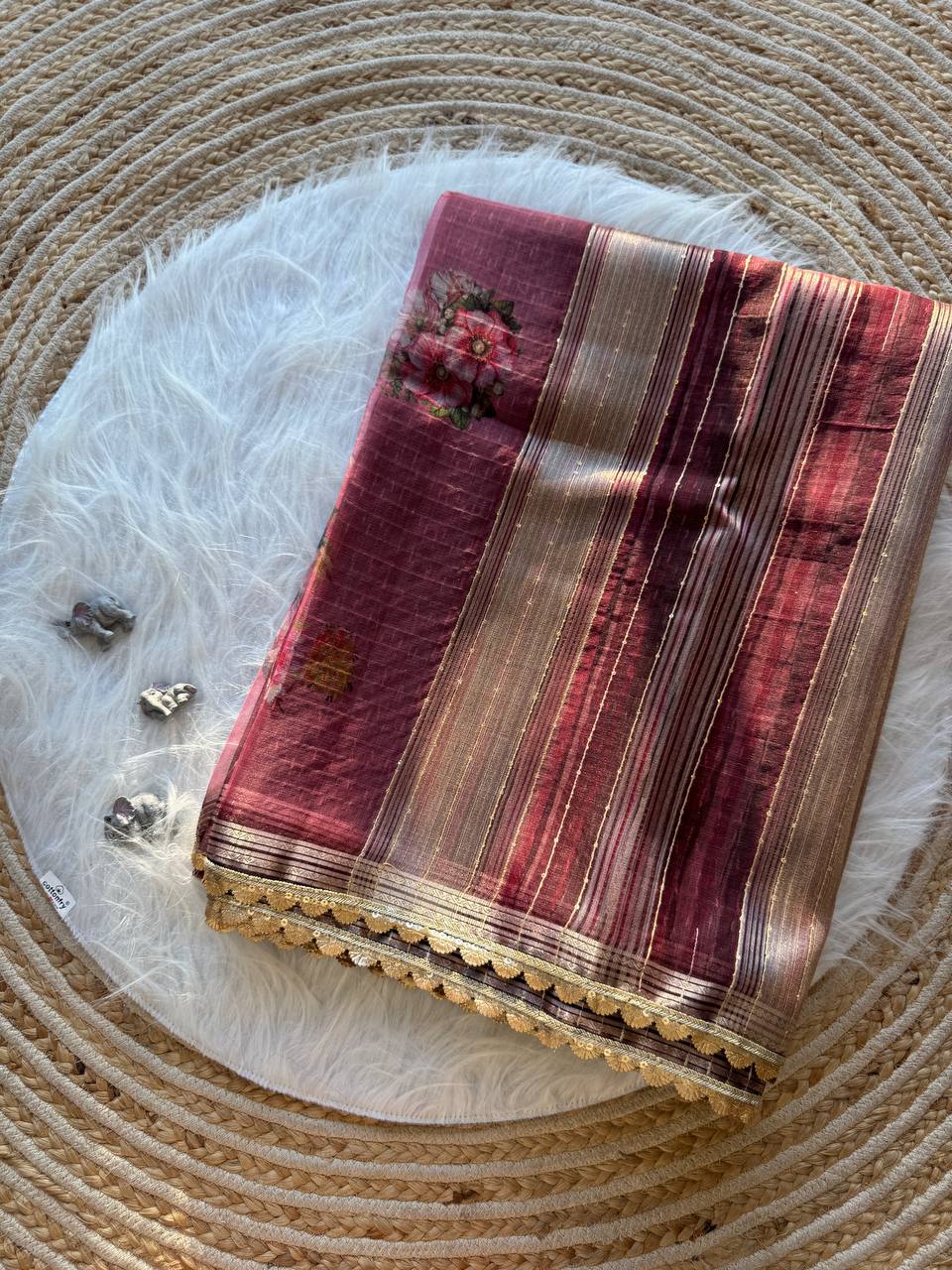 Floral Printed Designer Organza Silk Saree