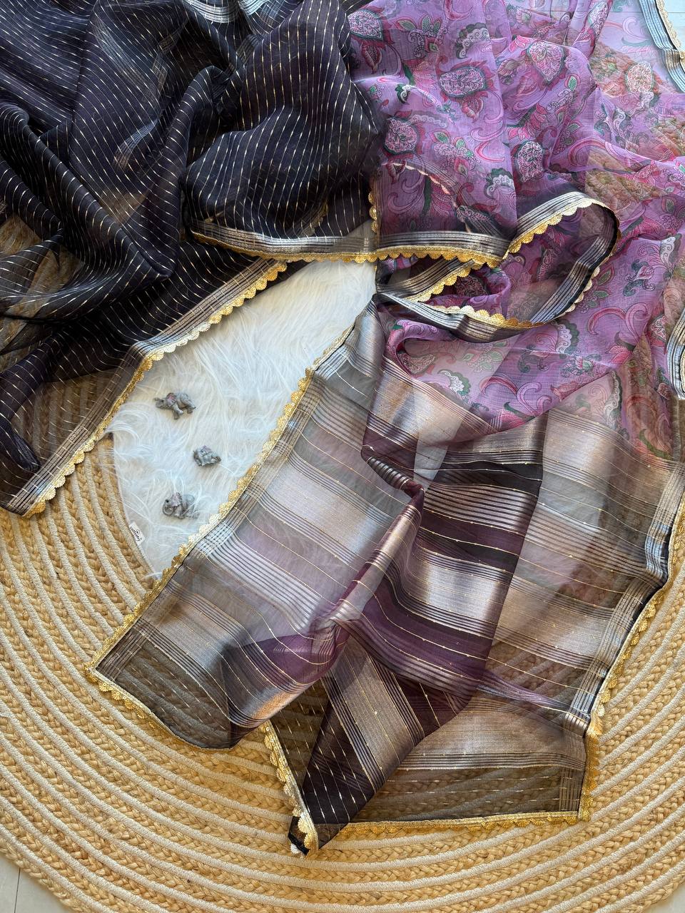 Floral Printed Designer Organza Silk Saree