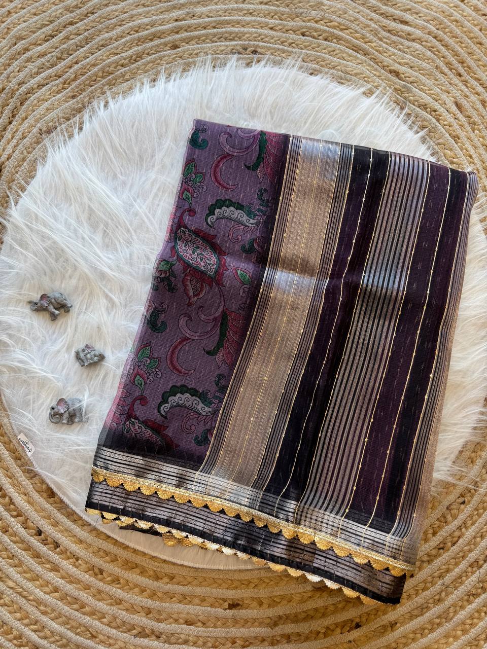 Floral Printed Designer Organza Silk Saree