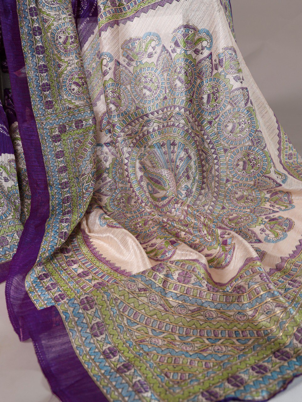 Purple Traditional Green Silk Saree