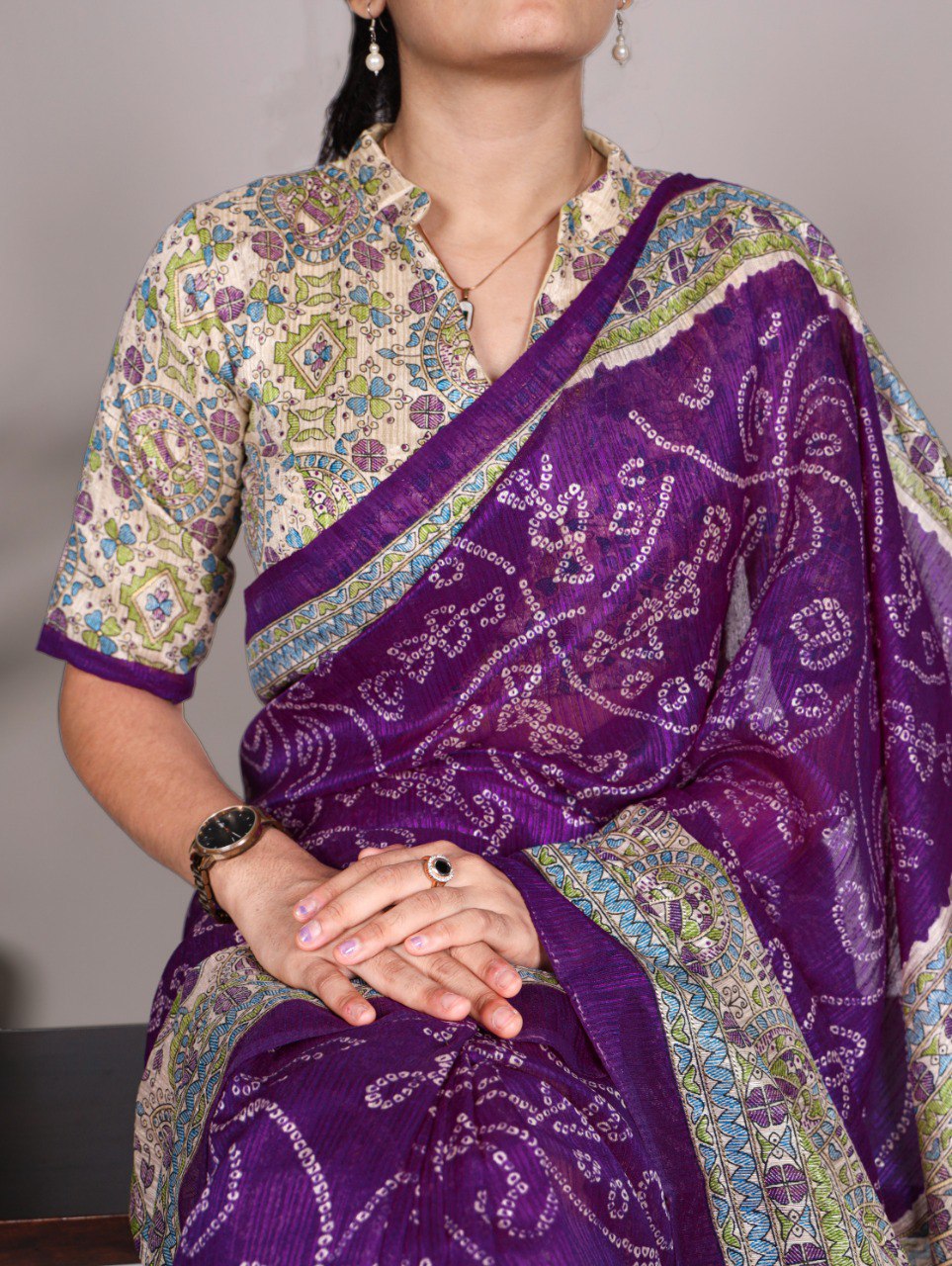 Purple Traditional Green Silk Saree