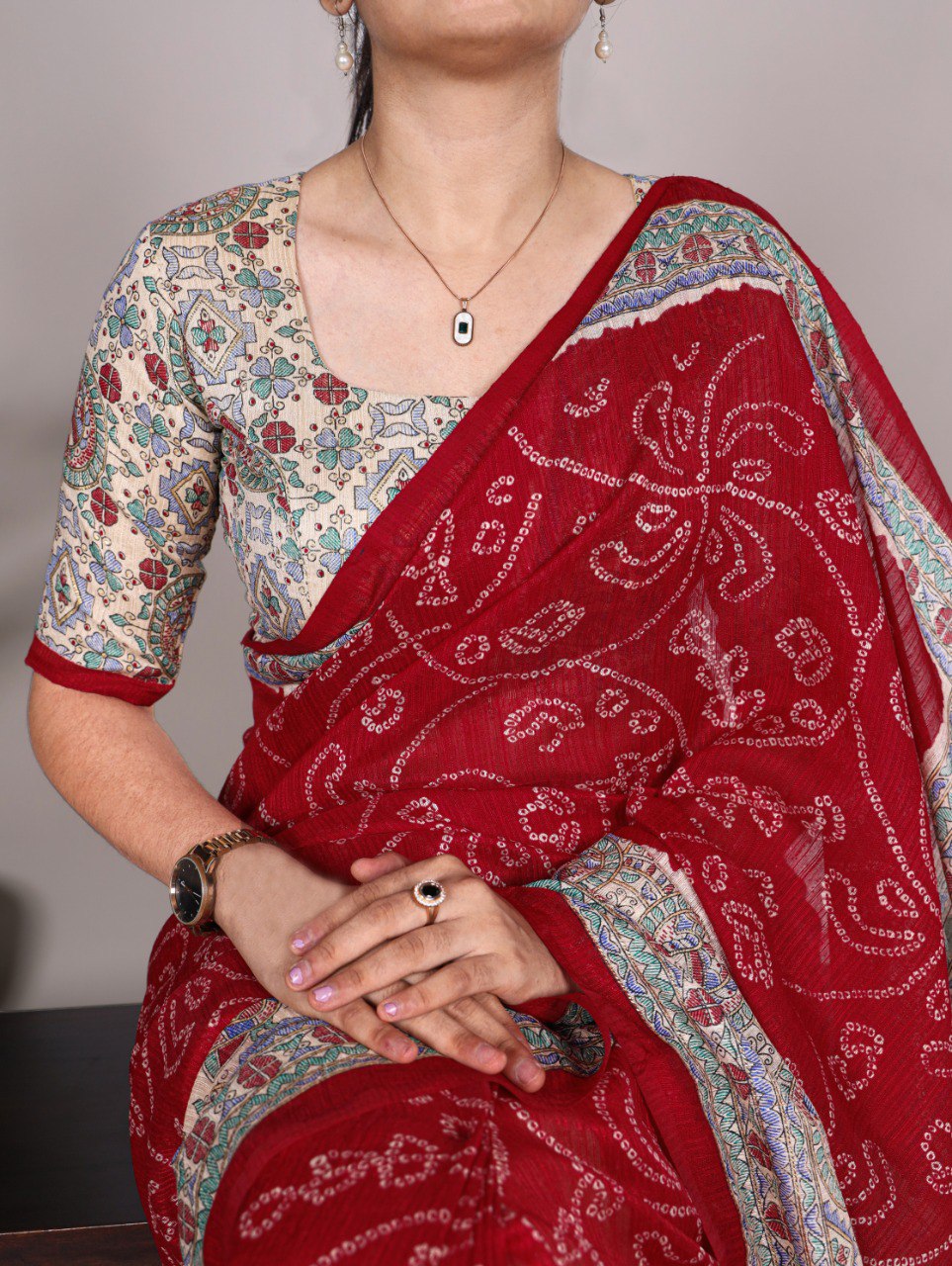 Red Traditional Green Silk Saree