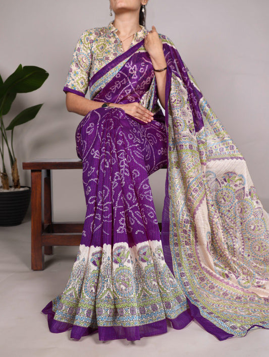 Purple Traditional Green Silk Saree