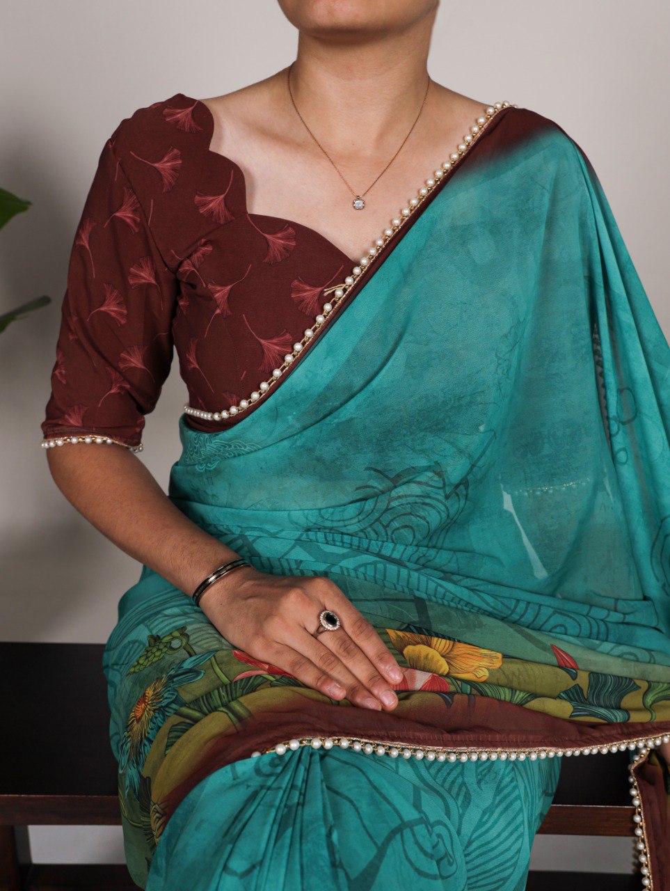 Floral Printed Georgette Saree