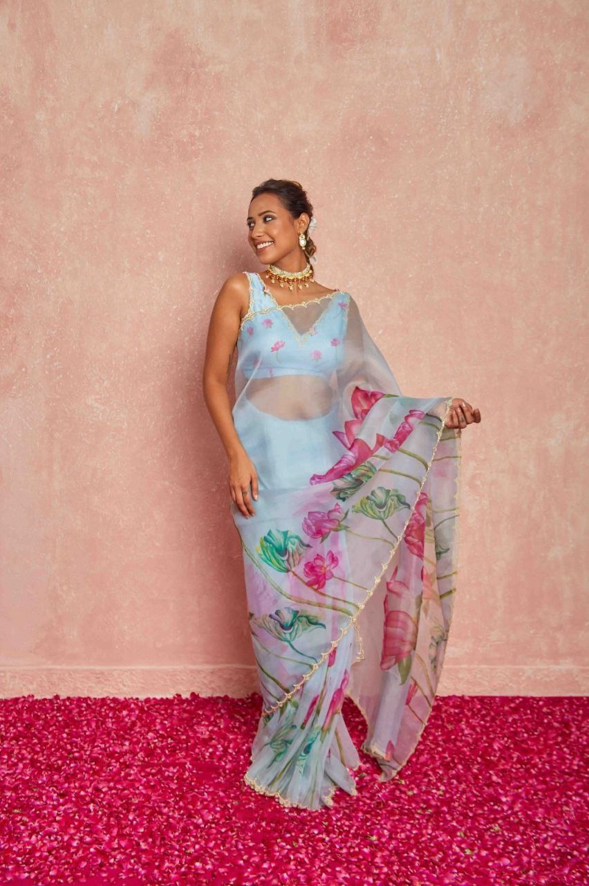 Floral Tabby Organza Silk Saree