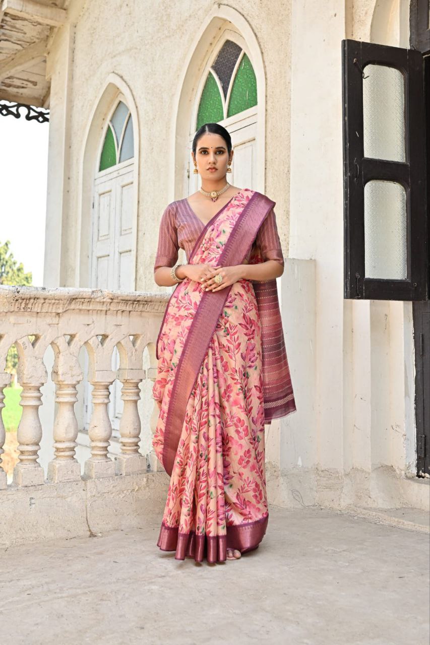 Florent Print Bhagalpuri Silk Saree