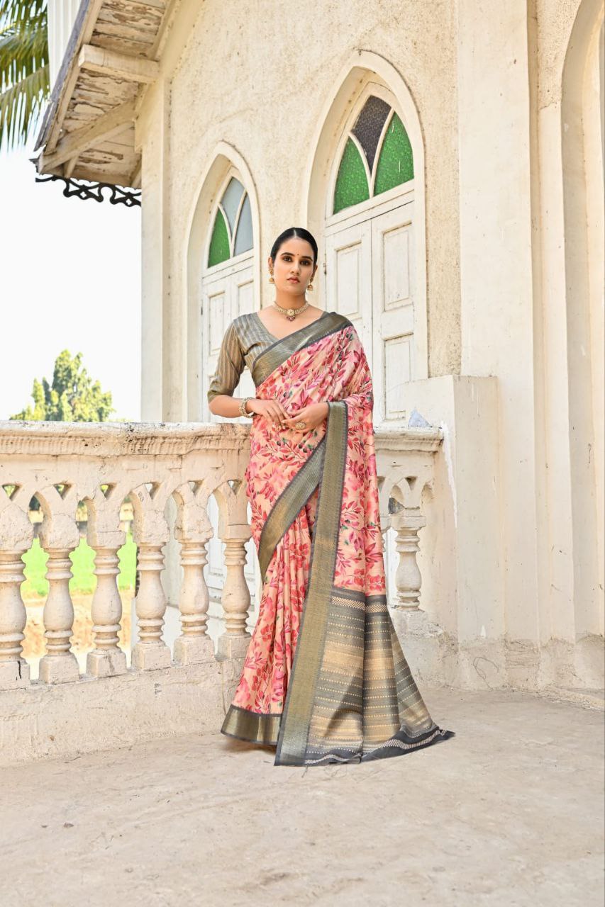 Florent Print Bhagalpuri Silk Saree