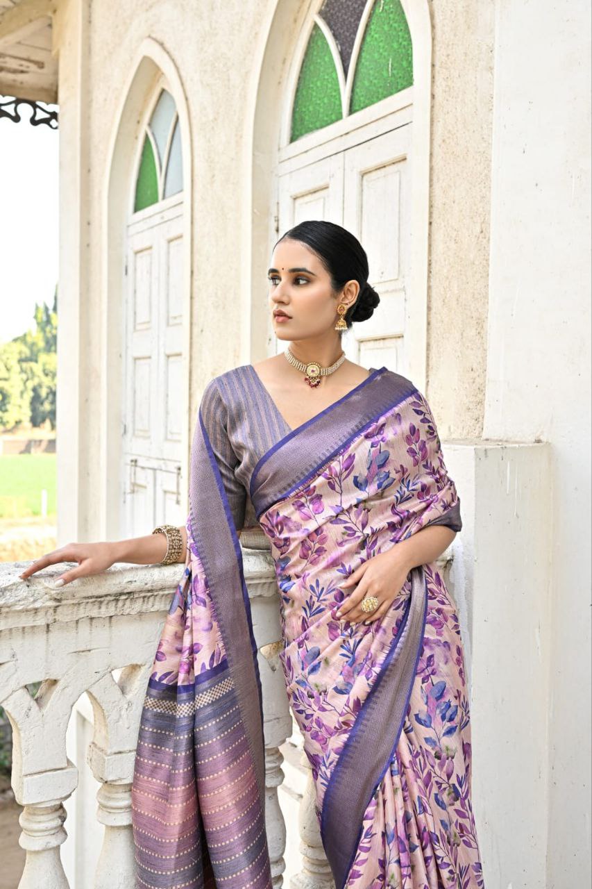 Florent Print Bhagalpuri Silk Saree