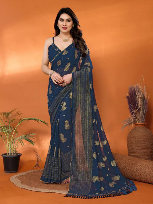 Foil Worked Georgette Saree