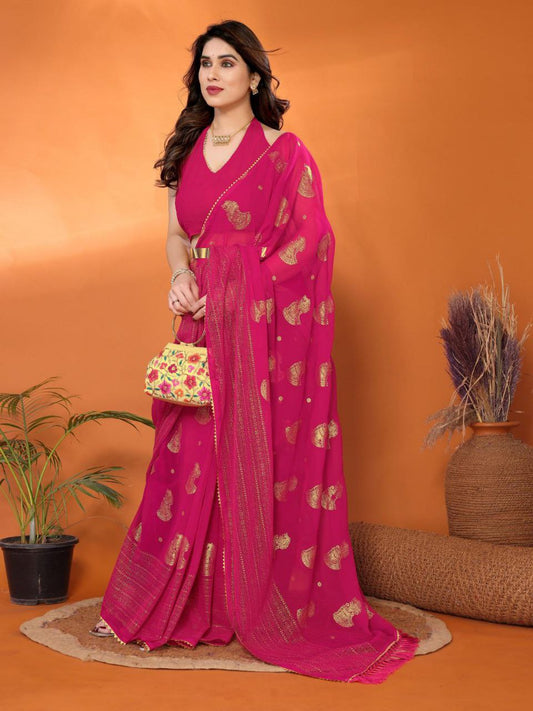 Foil Worked Georgette Saree