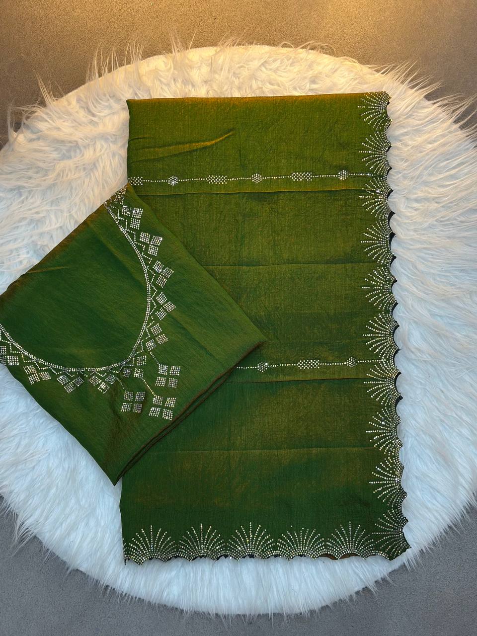 Forest Green Two Tone Chocolate Silk Saree