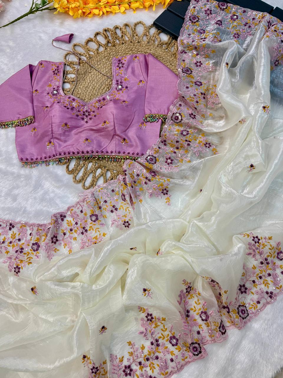 Golden Crush Silk Soft Saree