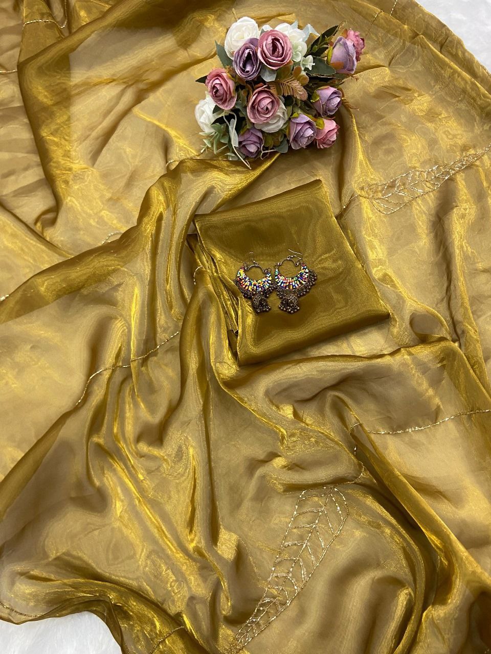 Golden Designer Jimmy Choo Saree