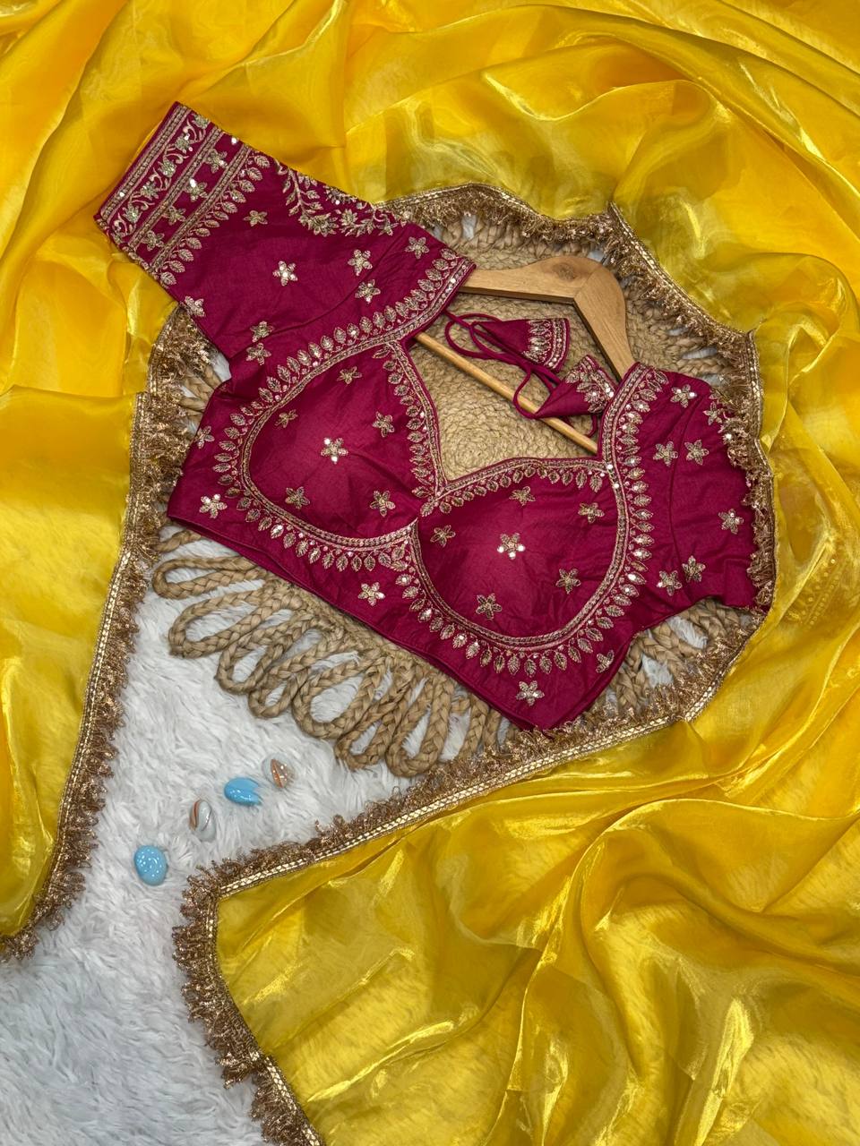 Golden Jimmy Choo Tissue Silk Saree