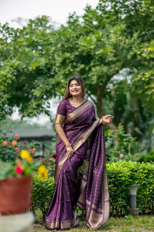 Grape Purple Banarasi Raw Silk Saree