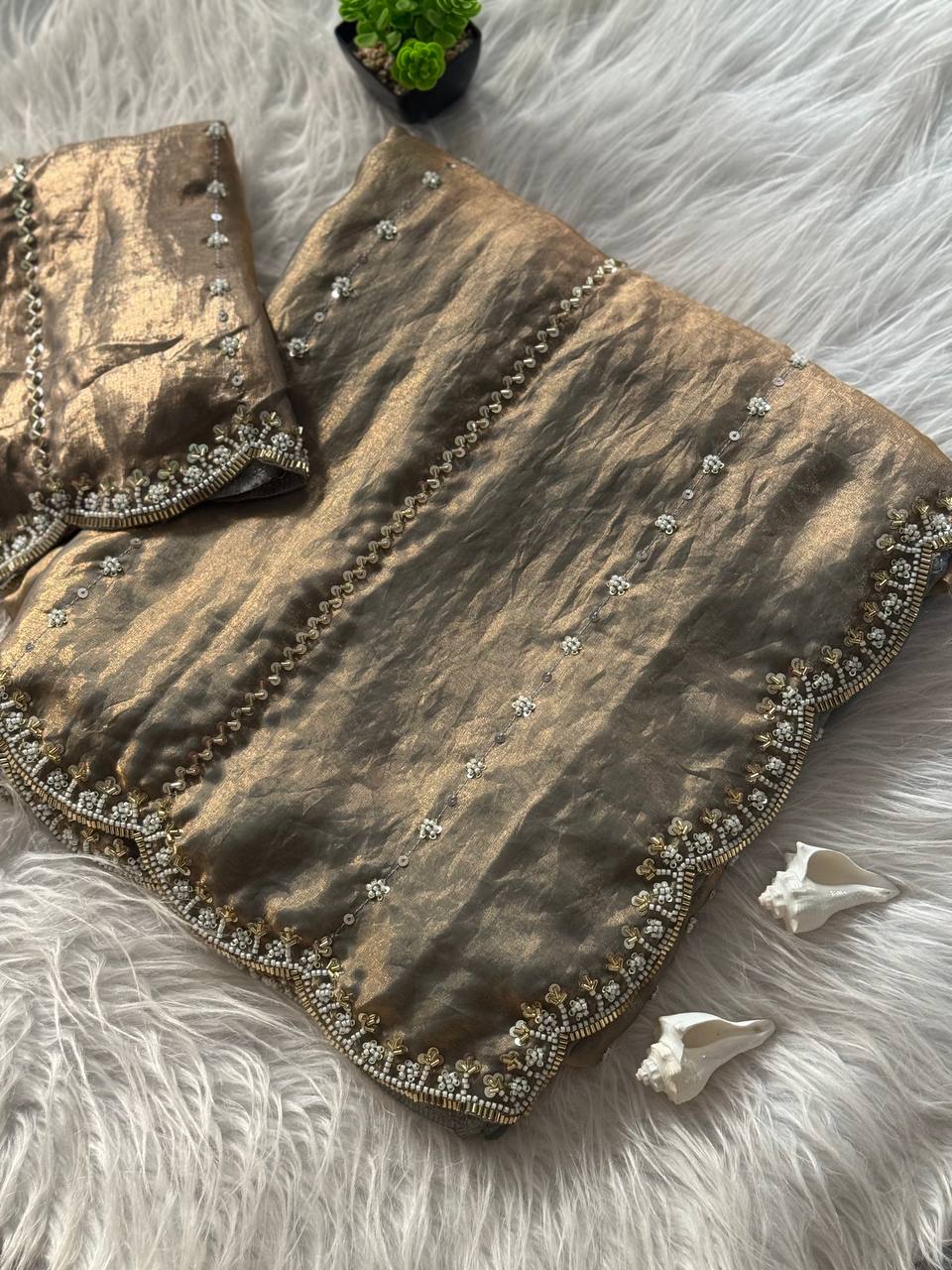 Gray Designer Space Silk Saree | Wedding Wear Sarees