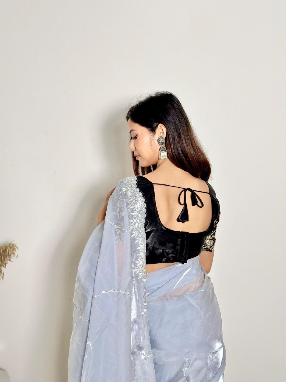 Gray Party Wear Zimmy Chhoo Silk Saree