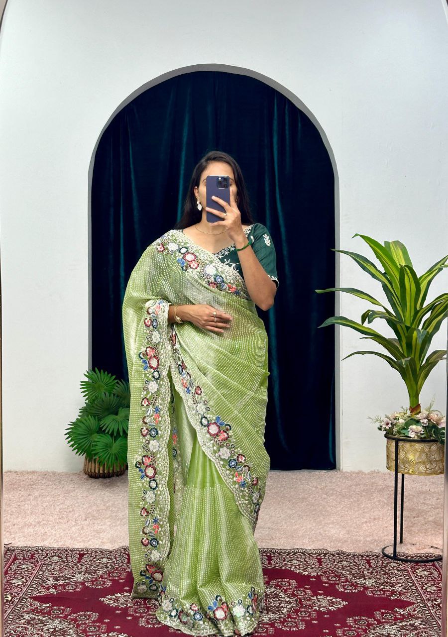 Green Designer Organza Silk Saree