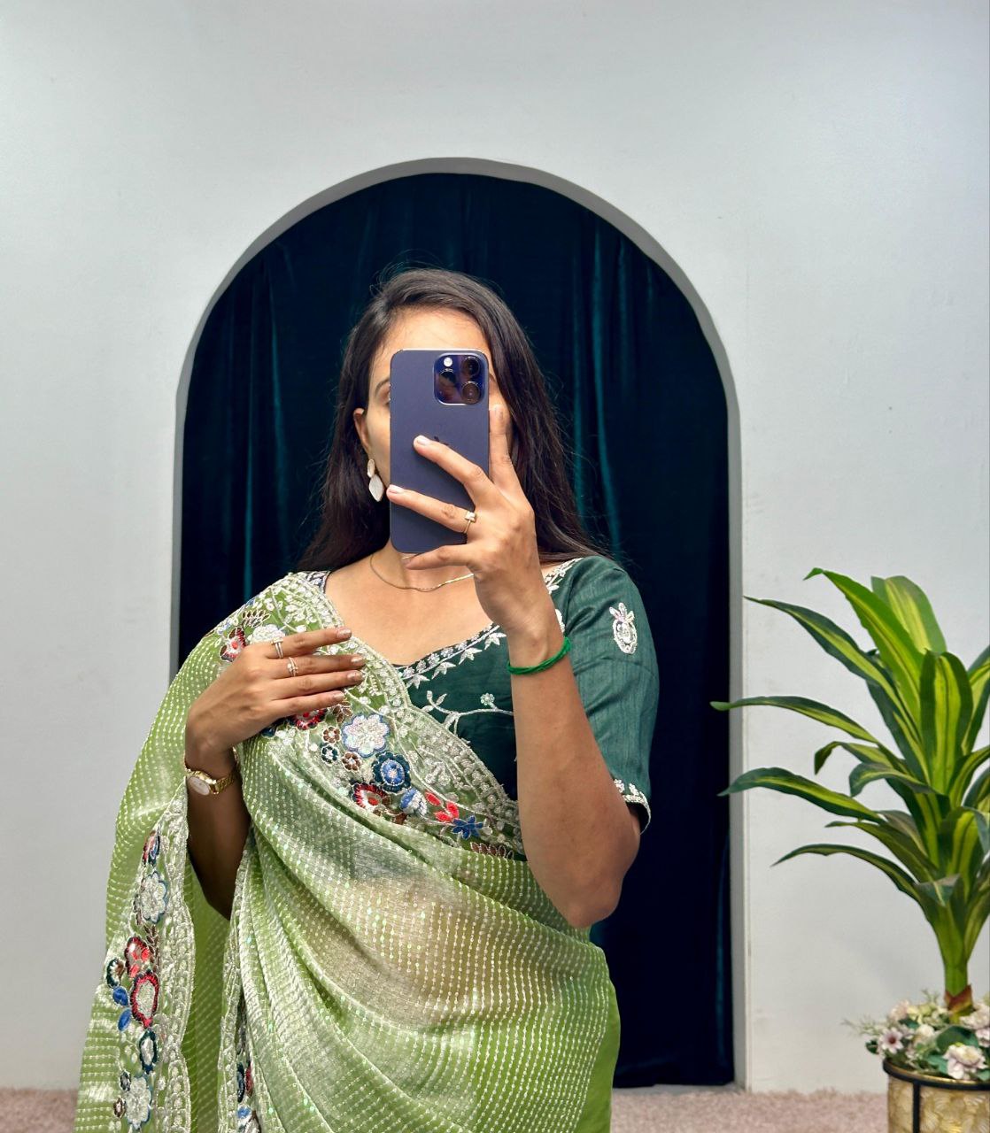 Green Designer Organza Silk Saree