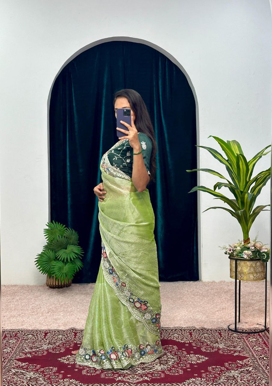 Green Designer Organza Silk Saree