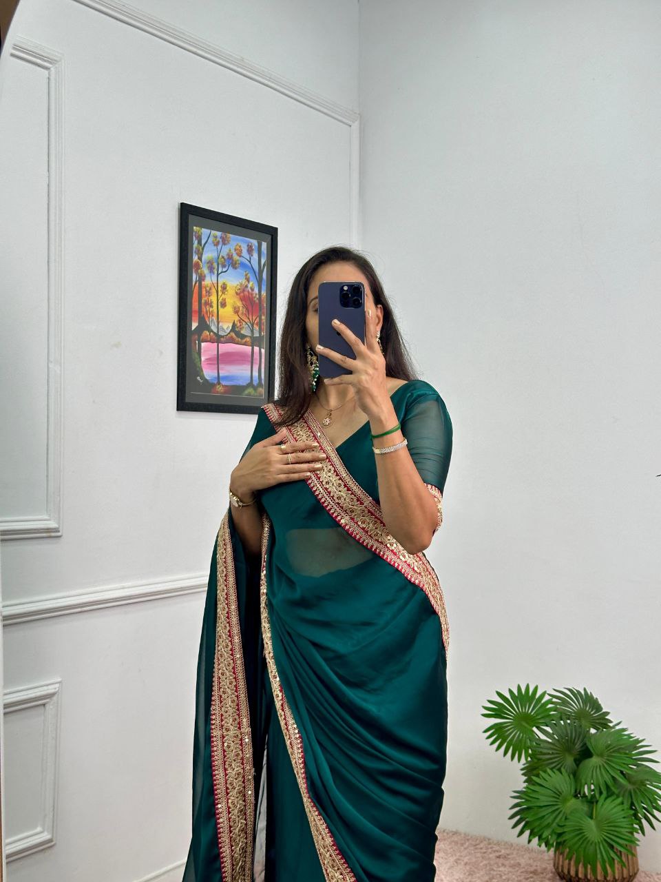 Green Designer Rangoli Silk Saree