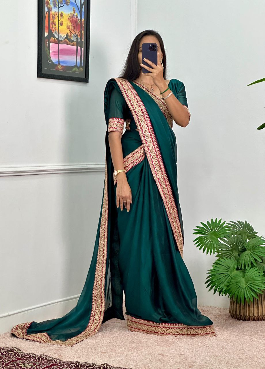 Green Designer Rangoli Silk Saree