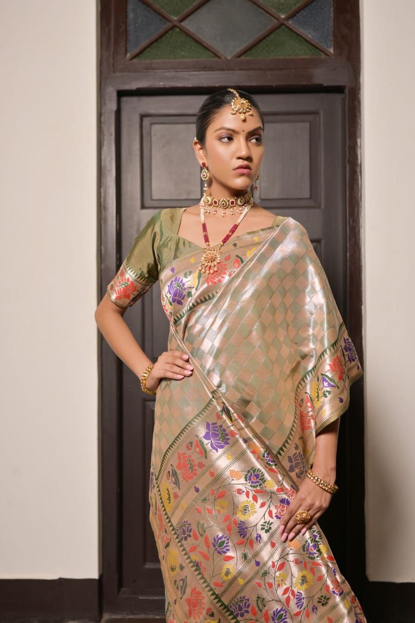 Green Traditional Paithani Silk Saree