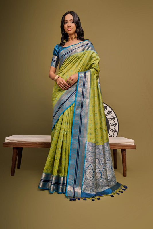 Green Traditional Tussar Silk Saree