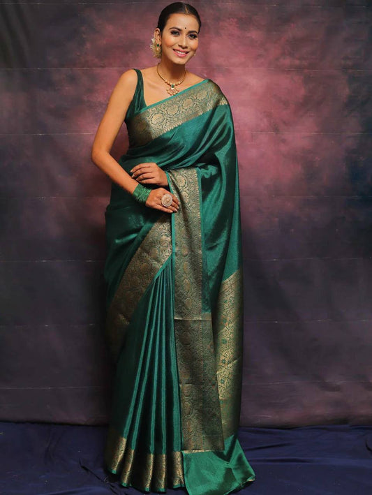 Green Wedding Wear Banarasi Saree