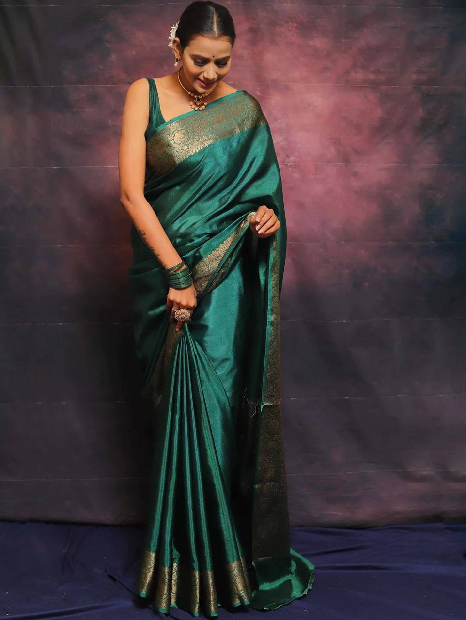 Green Wedding Wear Banarasi Saree