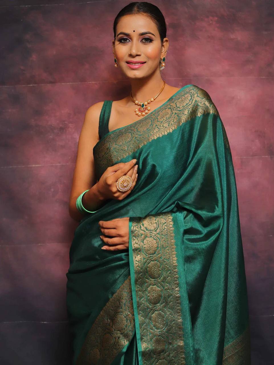 Green Wedding Wear Banarasi Saree