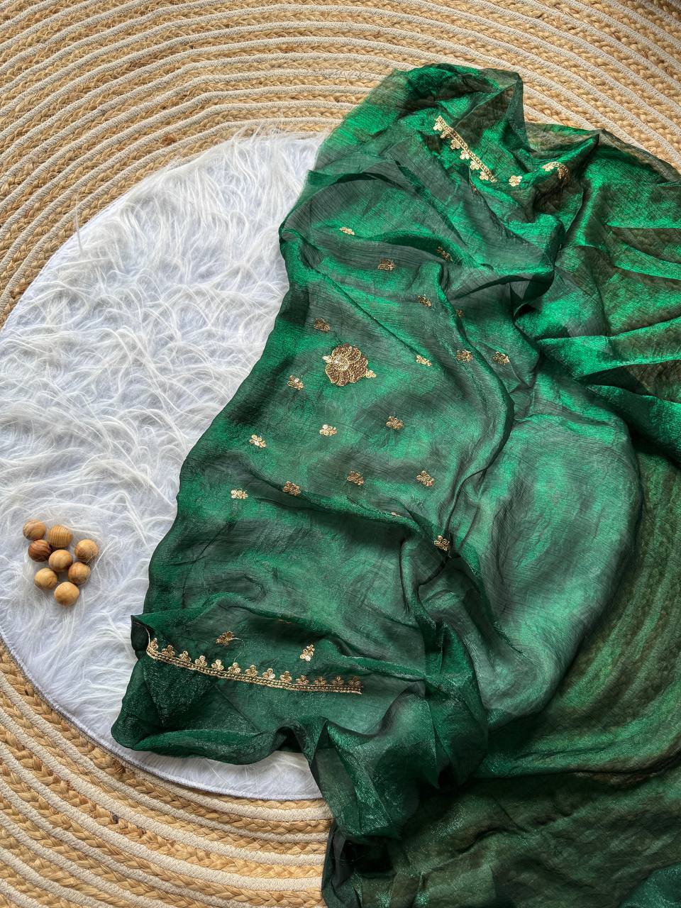 Green Wedding Wear Soft Silk Blend Saree