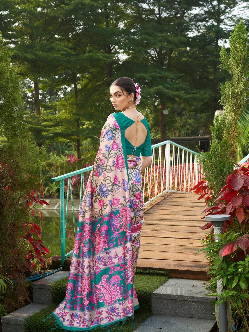 Kalamkari Printed Tussar Silk Saree