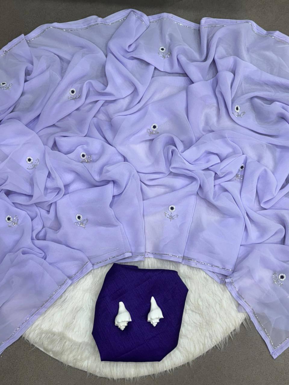 Lavender Designer Soft Georgette Saree