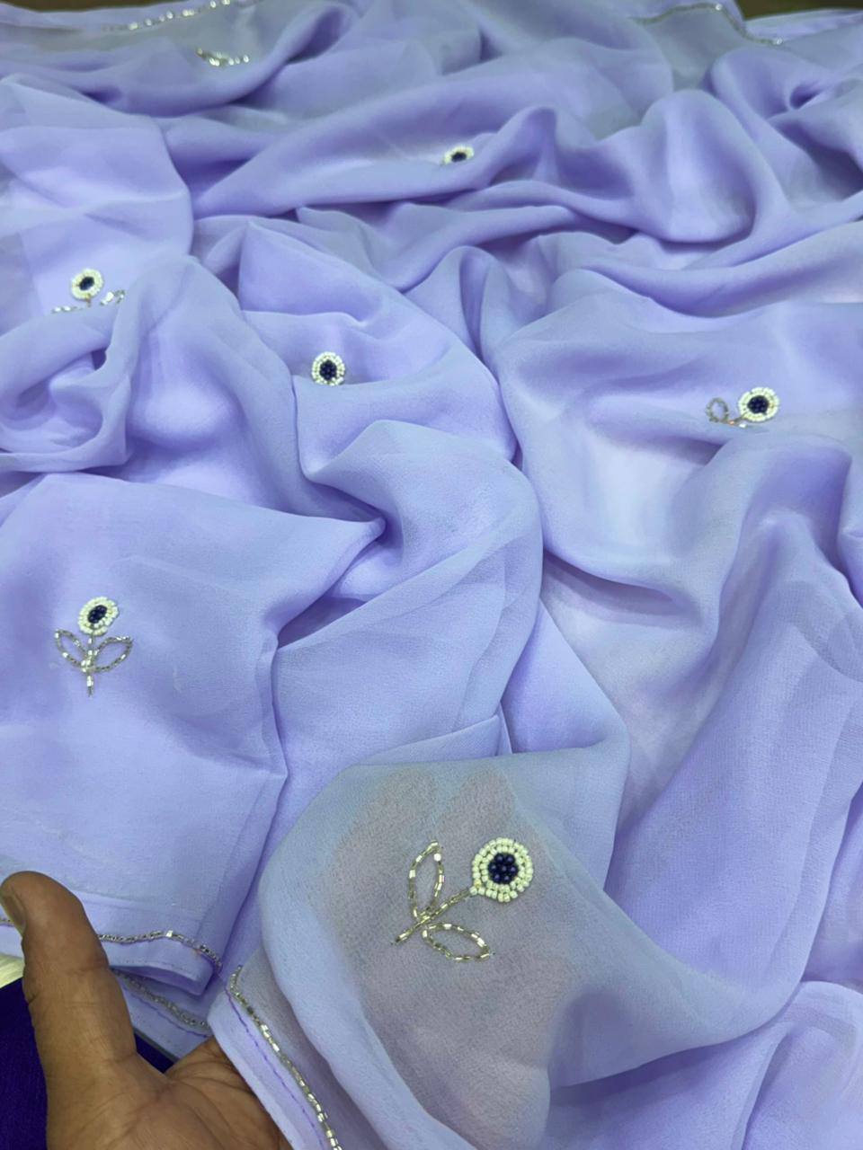 Lavender Designer Soft Georgette Saree