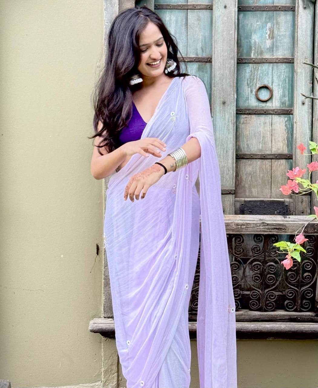 Lavender Designer Soft Georgette Saree