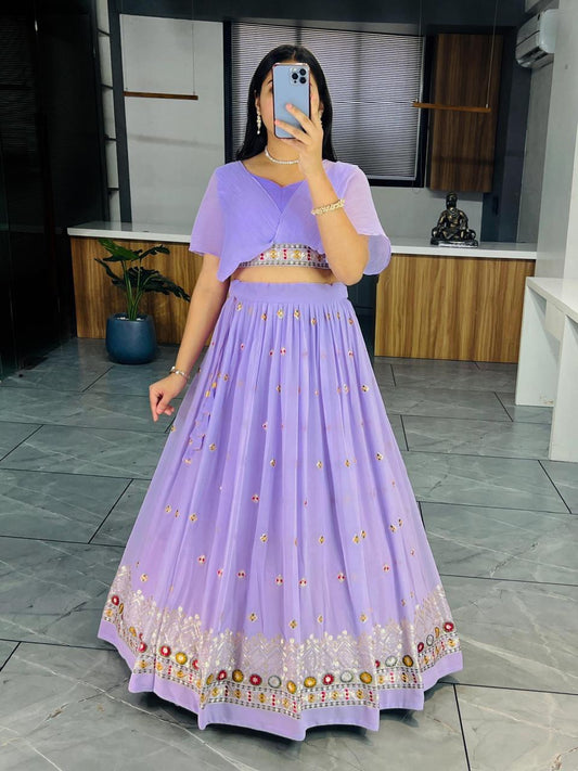 Lavender Designer Wedding Wear Lehenga Choli