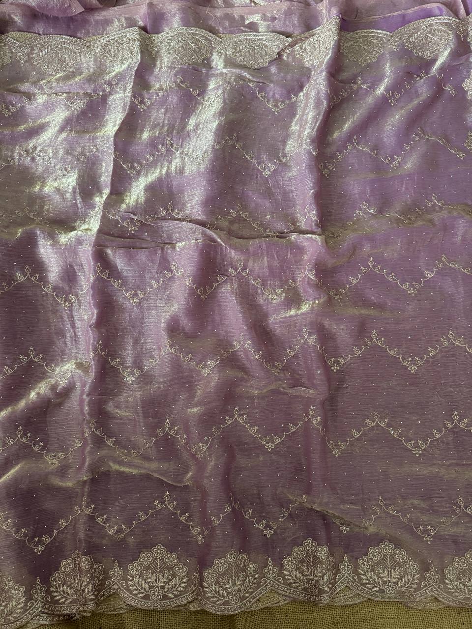 Lavender Fandy Two Tone Chiffon Silk Saree