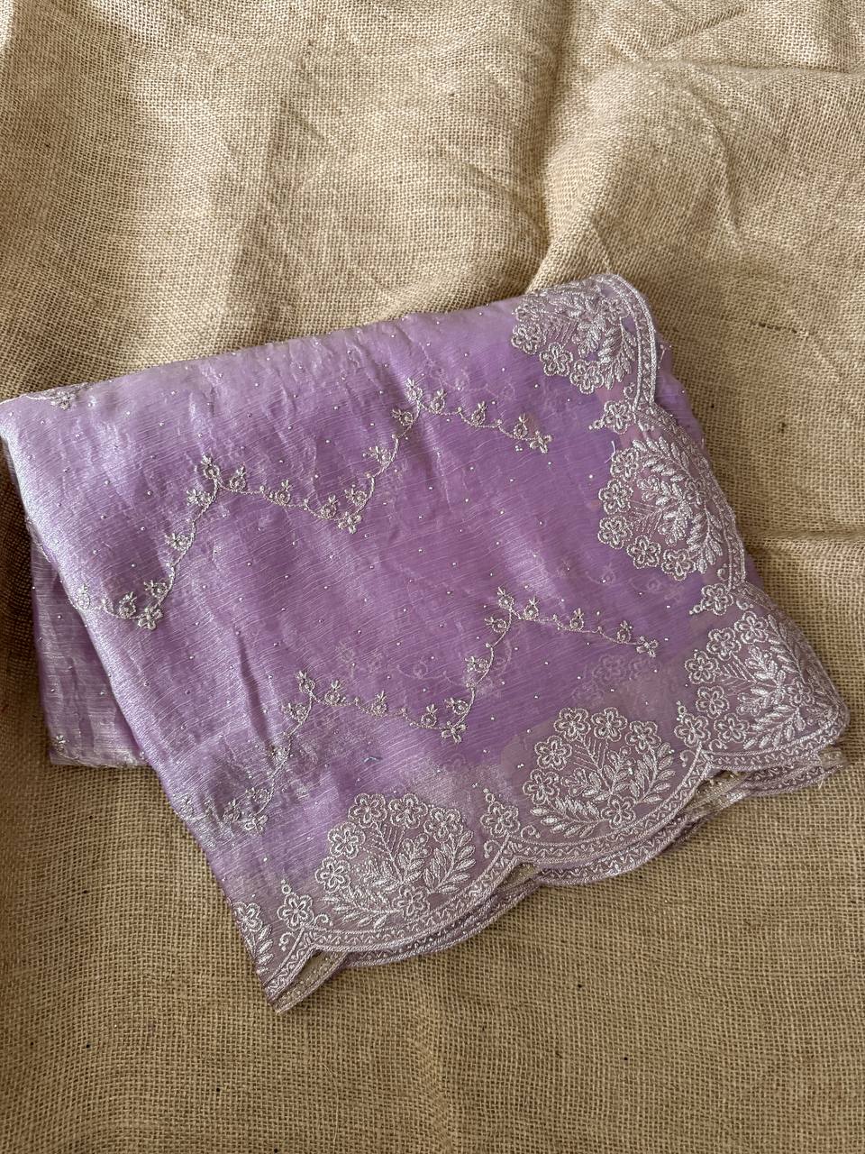 Lavender Fandy Two Tone Chiffon Silk Saree