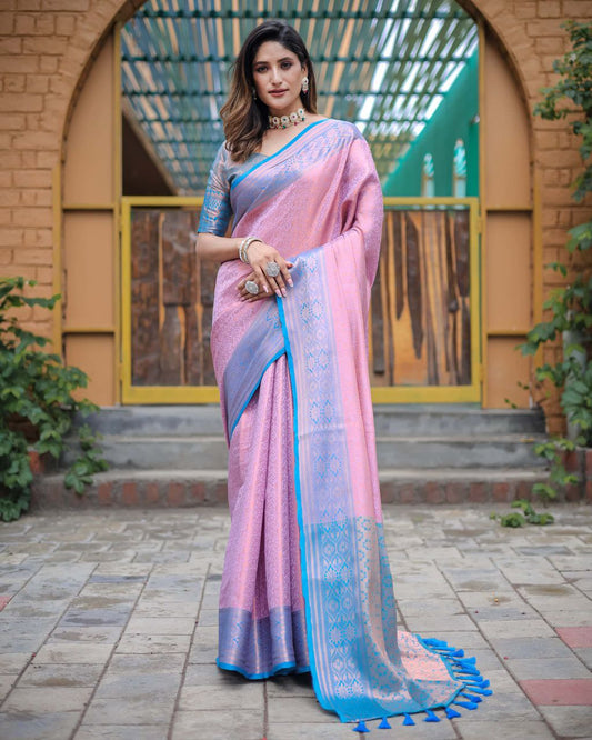 Lavender Kubera Pattu Silk Saree