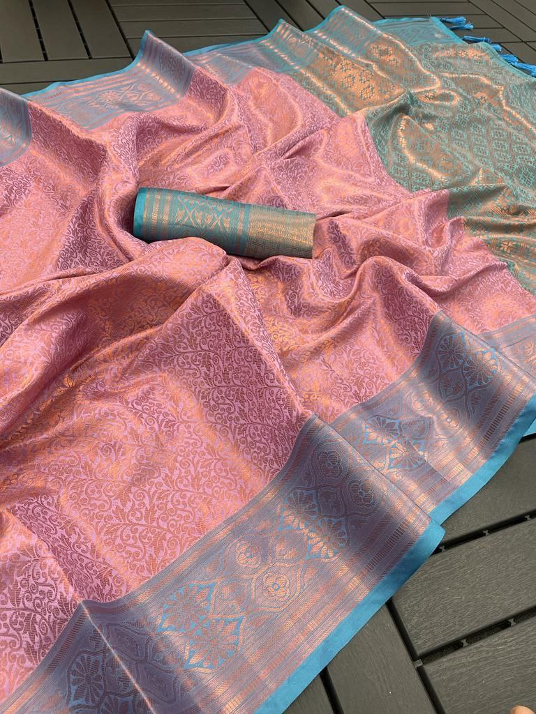 Lavender Kubera Pattu Silk Saree