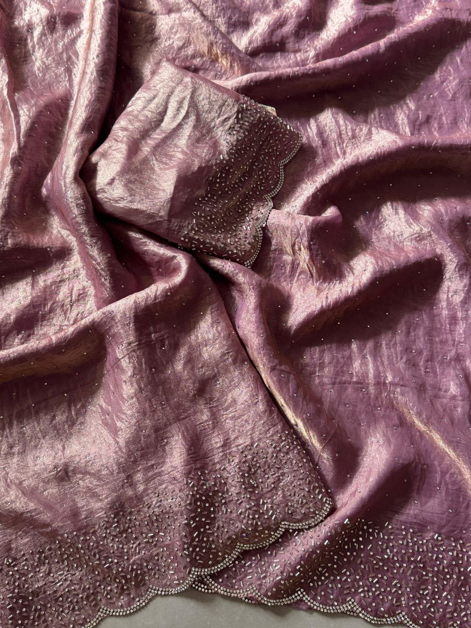 Lavender Party Wear Space Silk Saree