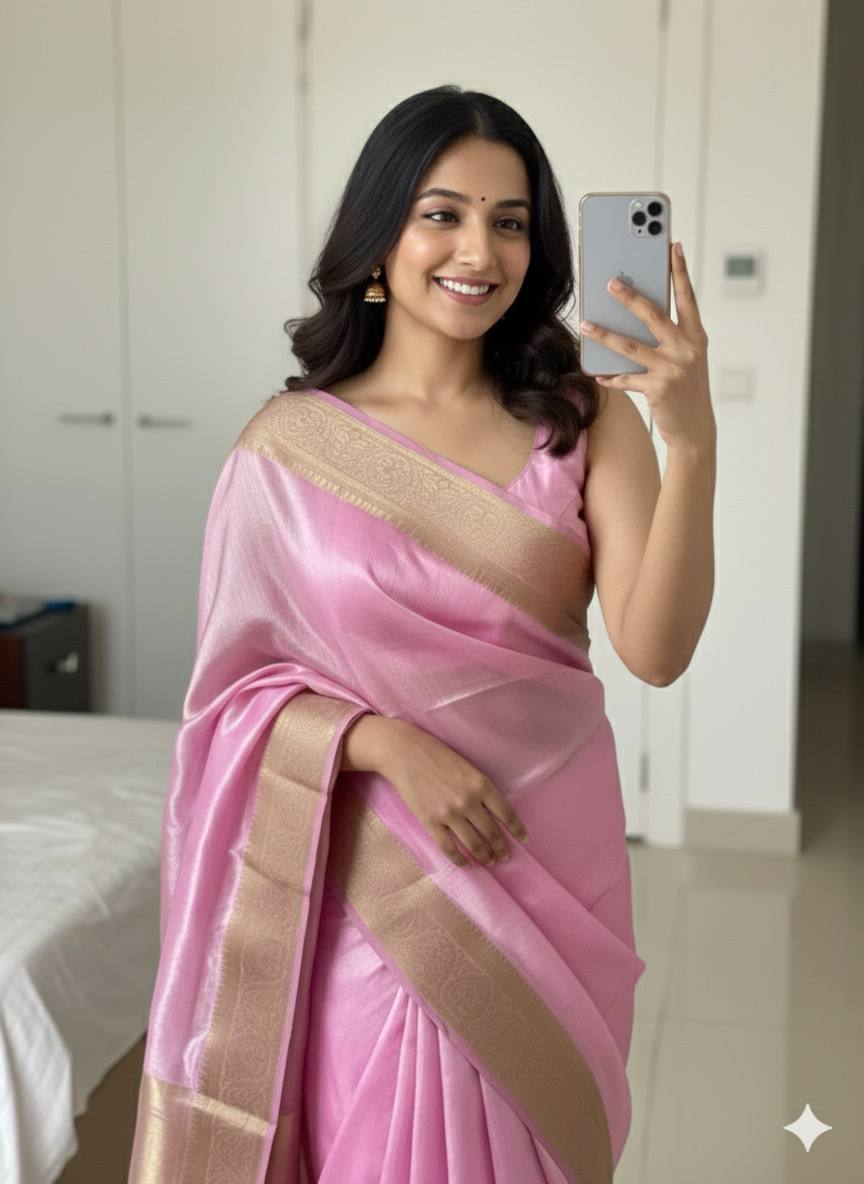 Lavender Soft Space Silk Saree