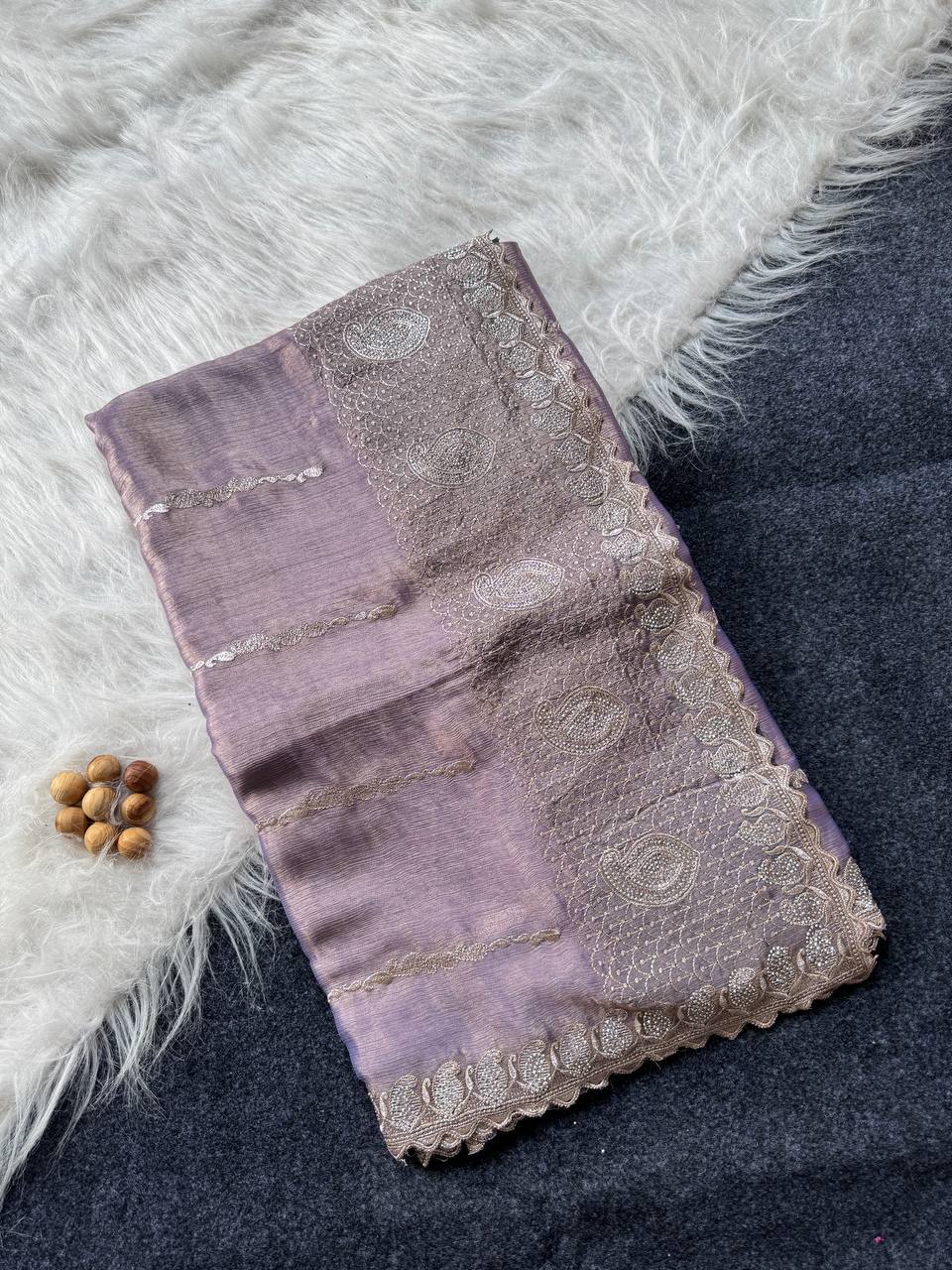 Lavender Stylish Jimmy Choo Silk Saree