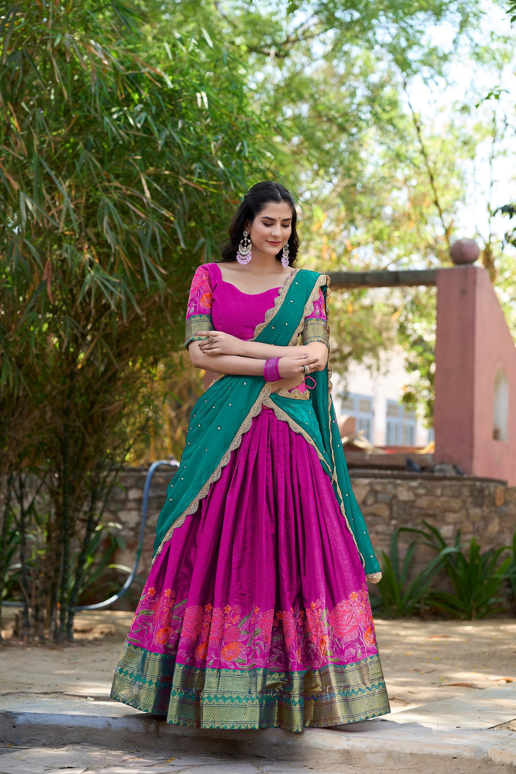 Rani Pink Traditional Cotton Silk Lehenga
