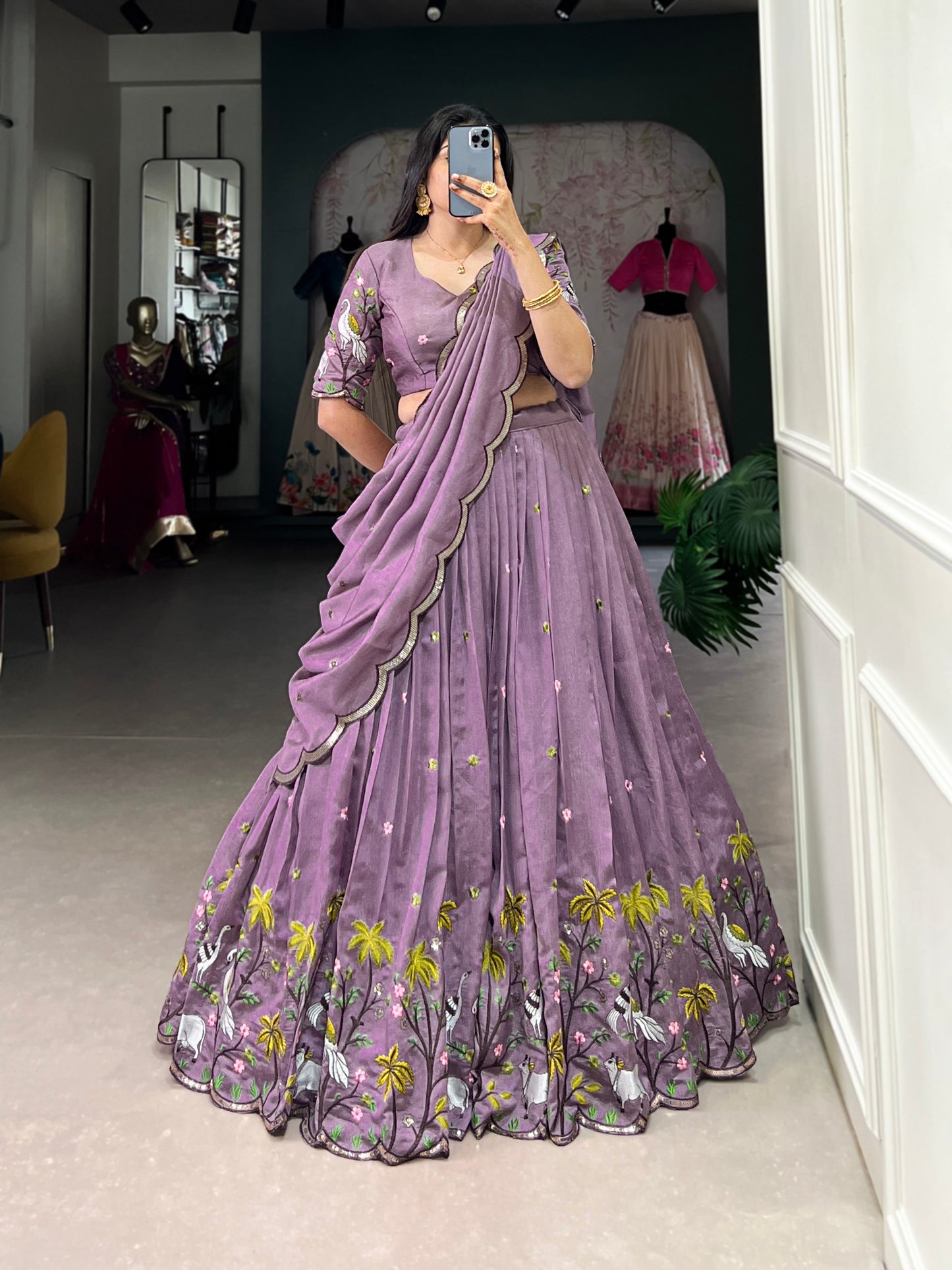 Lavender Vichitra Simmer Lehenga Choli