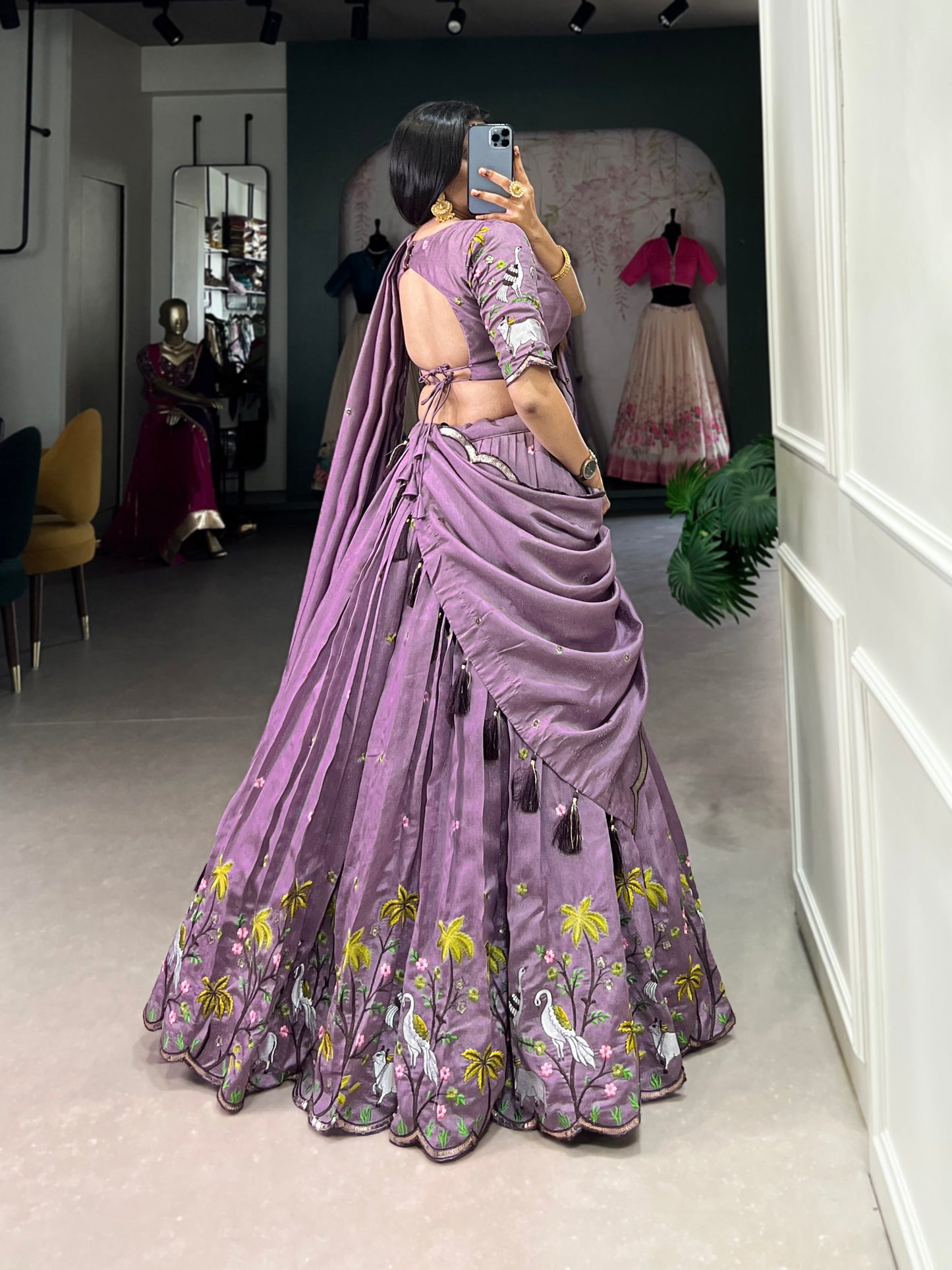 Lavender Vichitra Simmer Lehenga Choli