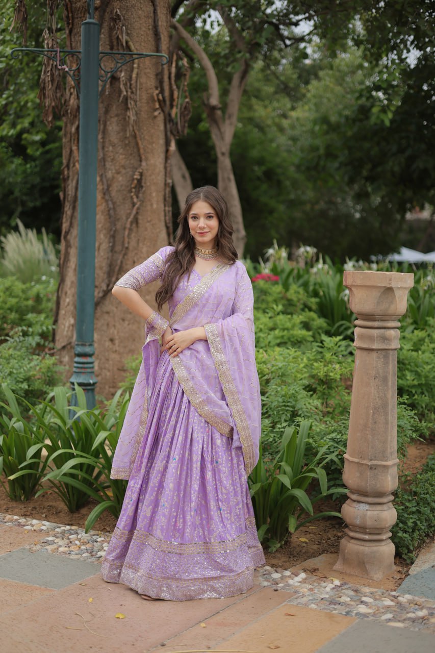 Lavender Wedding Wear Lehenga Choli