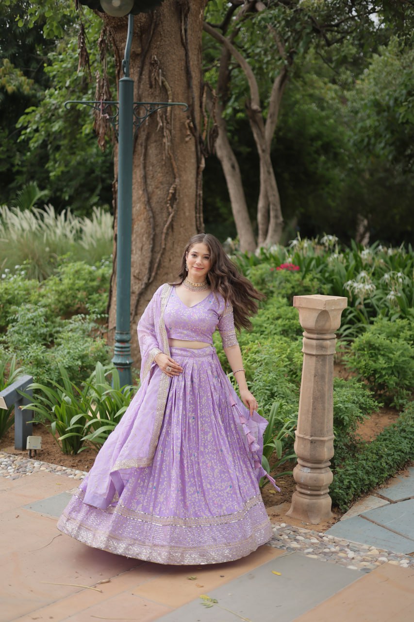 Lavender Wedding Wear Lehenga Choli