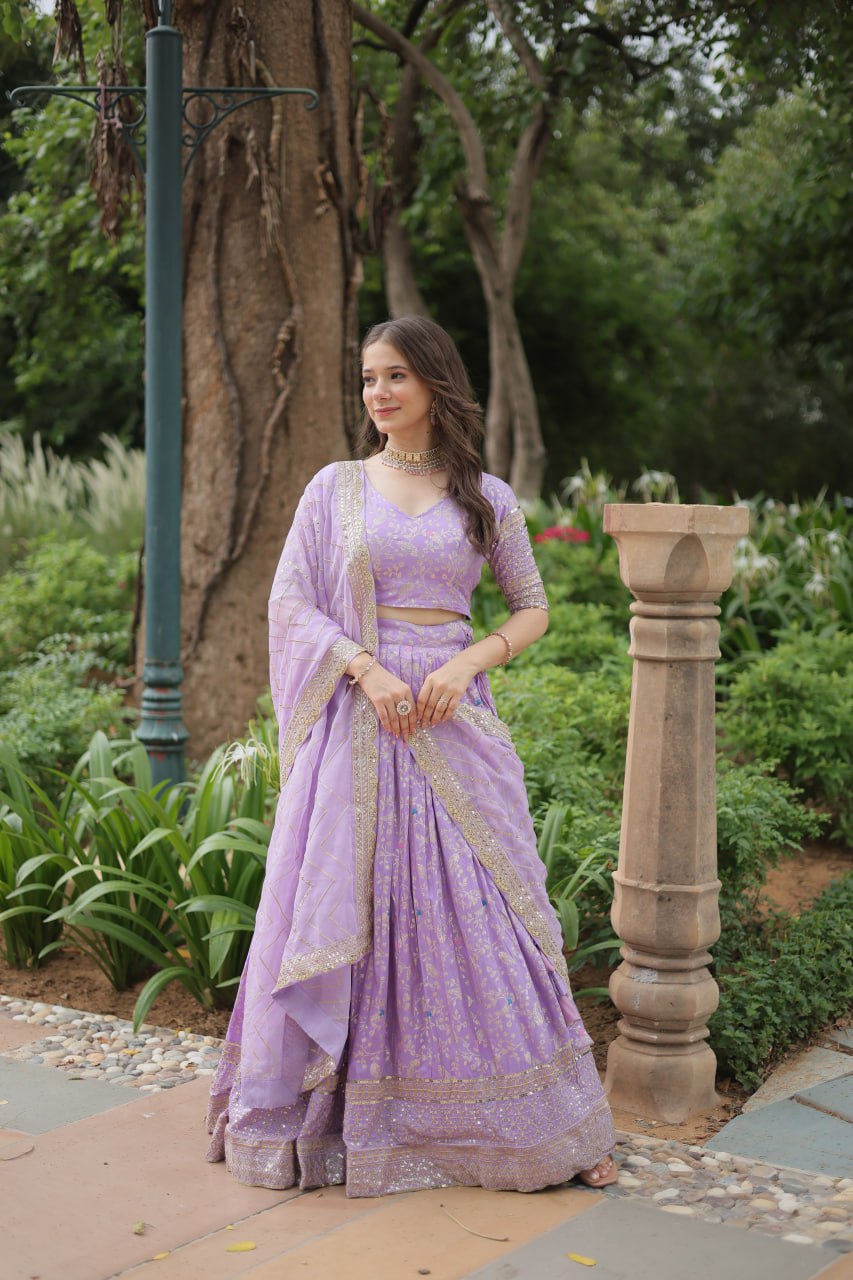 Lavender Wedding Wear Lehenga Choli